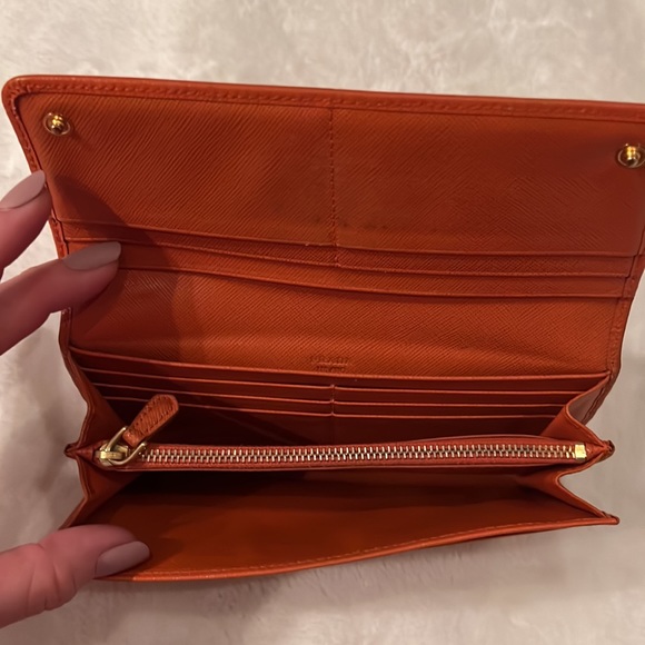 Authentic Orange Prada Wallet - Picture 6 of 16